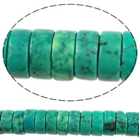 Perles turquoises, turquoise synthétique, rondelle, vert foncé, 3.50x6mm, Trou:Environ 1mm, Longueur:Environ 16 pouce, 10Strandstoron/lot, Environ 116PC/brin, Vendu par lot