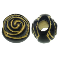 Arany akcentussal akril gyöngyök, Virág, egyszínű, fekete, 10x12mm, Lyuk:Kb 4mm, Kb 820PC-k/Bag, Által értékesített Bag
