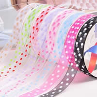 Organza Ribbon, printing, different size for choice & with round spot pattern, mixed colors, 5PCs/Bag, 200/PC, Sold By Bag