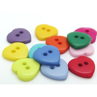 Resin Button, Heart, double-hole, mixed colors, 12x12.50mm, Hole:Approx 1-2mm, 200PCs/Bag, Sold By Bag
