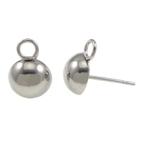 Stainless Steel Earring Post Component with loop & without earnut original color 0.8mm Approx 2.5mm Sold By Lot