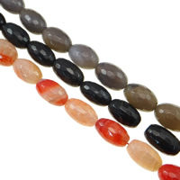 Perles agates, Agate, ovale, facettes, couleurs mélangées, 22x28mm, Trou:Environ 2mm, Longueur:Environ 14.5 pouce, 5Strandstoron/sac, Vendu par sac