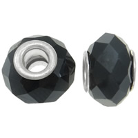 European Crystal Beads, Krystal, Rondelle, messing dobbelt kerne uden trold & facetteret, Jet, 13x10mm, Hole:Ca. 5mm, 20pc'er/Bag, Solgt af Bag