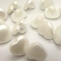 ABS Plastic Shank Button Heart white 14mm Approx 2-3mm Sold By Bag