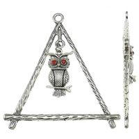 Tibetan Style Animal Pendants, Triangle, antique silver color plated, with rhinestone, lead & cadmium free, 67x80x3mm, Hole:Approx 4mm, 10PCs/Bag, Sold By Bag