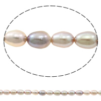 Riso coltivato in perla d'acqua dolce, perla d'acquadolce coltivata naturalmente, naturale, viola, grado A, 5-6mm, Foro:Appross. 0.8mm, Venduto per 15 pollice filo