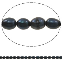 Perlas Arroz Freshwater, Perlas cultivadas de agua dulce, natural, Negro, Grado A, 4-5mm, agujero:aproximado 0.8mm, Vendido para aproximado 14 Inch Sarta