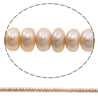 Tlačítko kultivované sladkovodní Pearl Beads, růžový, Grade, 7-8mm, Otvor:Cca 0.8mm, Prodáno za Cca 15 inch Strand
