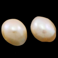 Cultured No Hole Freshwater Pearl Beads, Nuggets, natural, pink, 13mm, Sold By Pair