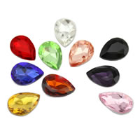 Crystal Cabochons, Teardrop, silver color plated, rivoli back & faceted, mixed colors, 13x18mm, 200PCs/Bag, Sold By Bag