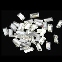 Cabochões de cristal, Retângulo, cromado de cor prateada, Rivoli volta & facetada, transparente branco, 5x10mm, 300PCs/Bag, vendido por Bag