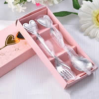 Stainless Steel Tableware Set, fork & spoon, Rectangle, pink, 80x165mm, 30Sets/Lot, Sold By Lot