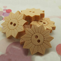 Wood Button Sun double-hole yellow 18mm Approx 1-2mm Sold By Bag
