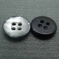 Botón de resina, Nácar, Redondo aplanado, 2-tono, 11mm, agujero:aproximado 1-2mm, 100PCs/Bolsa, Vendido por Bolsa