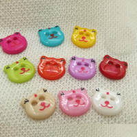 Plast Button, Katt, dubbel-håls, fler färger för val, 13mm, Hål:Ca 1-2mm, 50PC/Bag, Säljs av Bag