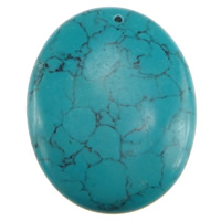 Turquoise Pendant Flat Oval blue Approx 2mm Sold By Lot