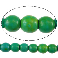 Turquoise Kralen, Synthetische Turquoise, Ronde, groen, 7.50x8mm, Gat:Ca 1mm, Lengte Ca 16 inch, 20strengen/Lot, Ca 56pC's/Strand, Verkocht door Lot