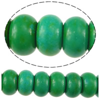Perles turquoises, turquoise synthétique, rondelle, vert, 5x8mm, Trou:Environ 1mm, Longueur:Environ 16 pouce, 20Strandstoron/lot, Environ 79PC/brin, Vendu par lot