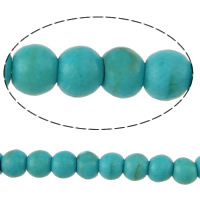Perles turquoises, turquoise synthétique, Rond, bleu, 2x2.50mm, Trou:Environ 0.5mm, Longueur:Environ 15.5 pouce, 20Strandstoron/lot, Environ 182PC/brin, Vendu par lot
