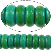 Perles turquoises, turquoise synthétique, rondelle, vert, 3x6.50mm, Trou:Environ 1mm, Longueur:Environ 16 pouce, 20Strandstoron/lot, Environ 148PC/brin, Vendu par lot