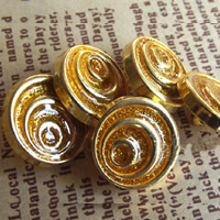 Zinc Alloy Shank Button, Rond plat, gold plated, glazuur, geel, nikkel, lood en cadmium vrij, 15mm, Gat:Ca 1-2mm, 100pC's/Bag, Verkocht door Bag
