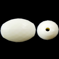 Perles acrylique de couleur unie, ovale, facettes & couleur solide, blanc, 16x11mm, Trou:Environ 2mm, Environ 410PC/sac, Vendu par sac