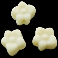 Opaque Acrylic Beads, Flower, solid color, beige, 7x8x5mm, Hole:Approx 0.5-1mm, Approx 8300PCs/Bag, Sold By Bag