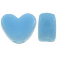 Solid Color Akryl perler, Heart, ensfarvet, lyseblå, 12x10x7mm, Hole:Ca. 4mm, Ca. 1250pc'er/Bag, Solgt af Bag