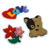 Sewing on Patch, Cloth, with Wool, mixed, 72x4-110x4mm, 99PCs/Bag, Sold By Bag
