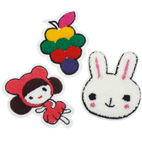 Sewing on Patch, Cloth, with Wool, mixed, 95x4-120x4mm, 99PCs/Bag, Sold By Bag