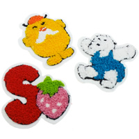Sewing on Patch, Cloth, with Wool, mixed, 66x4-120x4mm, 99PCs/Bag, Sold By Bag