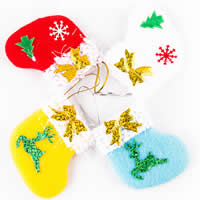 Meias de presente para meias de Natal com meias, pelúcia, with cabo de nylon elástico, Meia de natal, feito à mão, Jóias de Natal, cores misturadas, 80x80mm, 100PCs/Lot, vendido por Lot