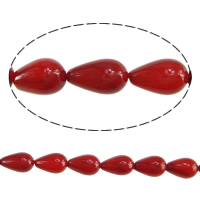 Natural Coral Beads, Teardrop, red, 5x7mm, Hole:Approx 0.5mm, Length:Approx 16 Inch, 5Strands/Lot, Approx 36PCs/Strand, Sold By Lot