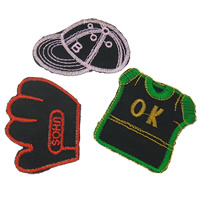 Iron on Patches, Cloth, with letter pattern, mixed colors, 58x77x1mm-83x64x1mm, 99PCs/Bag, Sold By Bag