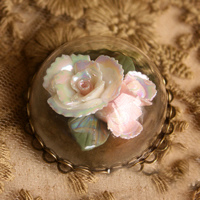 Cover hætteglas glasindsats, Porcelæn, Flower, lyserød, 20x20mm, 30pc'er/Lot, Solgt af Lot