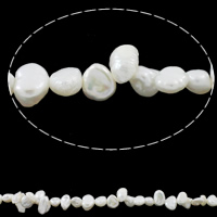Koraliki Keishi z hodowlanych pereł słodkowodnych, Perła naturalna słodkowodna, Naturalne, biały, 5-9mm, otwór:około 0.8mm, sprzedawane na około 15.1 cal Strand