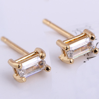 Gets® Jewelry Earring Brass Rectangle 18K gold plated with cubic zirconia nickel lead & cadmium free 17mm Sold By Pair