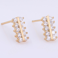 Gets® Jewelry Earring Brass Rectangle 18K gold plated with cubic zirconia nickel lead & cadmium free 5mm Sold By Pair