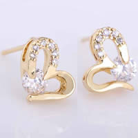 Gets® Jewelry Earring Brass Heart 18K gold plated with cubic zirconia nickel lead & cadmium free 4mm Sold By Pair