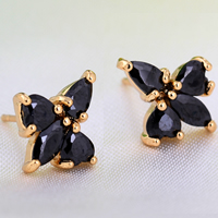 Gets® Jewelry Earring Brass Butterfly 18K gold plated with cubic zirconia black nickel lead & cadmium free 13mm Sold By Pair