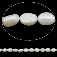Barock kultivierten Süßwassersee Perlen, Natürliche kultivierte Süßwasserperlen, natürlich, weiß, 8-9mm, Bohrung:ca. 0.8mm, verkauft per ca. 14.5 ZollInch Strang