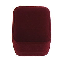 Velvet Ring Box, Plastic, with Velveteen, Rectangle, dark red, 50x58x48mm, 30PCs/Lot, Sold By Lot