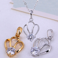 Gets® Jewelry Pendant Brass Crown plated with cubic zirconia nickel lead & cadmium free 6mm Approx 4-8mm Sold By PC