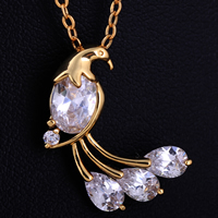 Gets® Jewelry Pendant, Brass, Bird, 18K gold plated, with cubic zirconia, nickel, lead & cadmium free, 10mm, Hole:Approx 4-8mm, Sold By PC