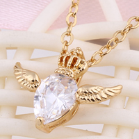 Gets® Jewelry Pendant, Brass, Winged Heart, 18K gold plated, with cubic zirconia, nickel, lead & cadmium free, 6mm, Hole:Approx 4-8mm, Sold By PC