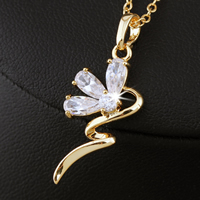 Gets® Jewelry Necklace, Brass, Butterfly, 18K gold plated, oval chain & with cubic zirconia, nickel, lead & cadmium free, 11x30mm, Sold Per Approx 17.5 Inch Strand