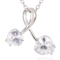 Gets® Jewelry Necklace, Brass, Ribbon, platinum plated, oval chain & with cubic zirconia, nickel, lead & cadmium free, 24x24mm, Sold Per Approx 17.5 Inch Strand
