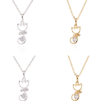 Gets® Jewelry Necklace Brass Cat plated oval chain & with cubic zirconia nickel lead & cadmium free Sold Per Approx 17.5 Inch Strand