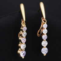 Gets® Jewelry Earring, Brass, 18K gold plated, with cubic zirconia, nickel, lead & cadmium free, 4x36mm, Sold By Pair