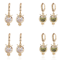 Gets® Jewelry Earring Brass Owl 18K gold plated with cubic zirconia nickel lead & cadmium free Sold By Pair